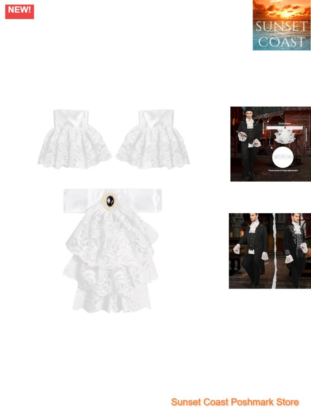 Victorian Lace Ruffle Collar and Cuff Set Unisex Costume Accessory